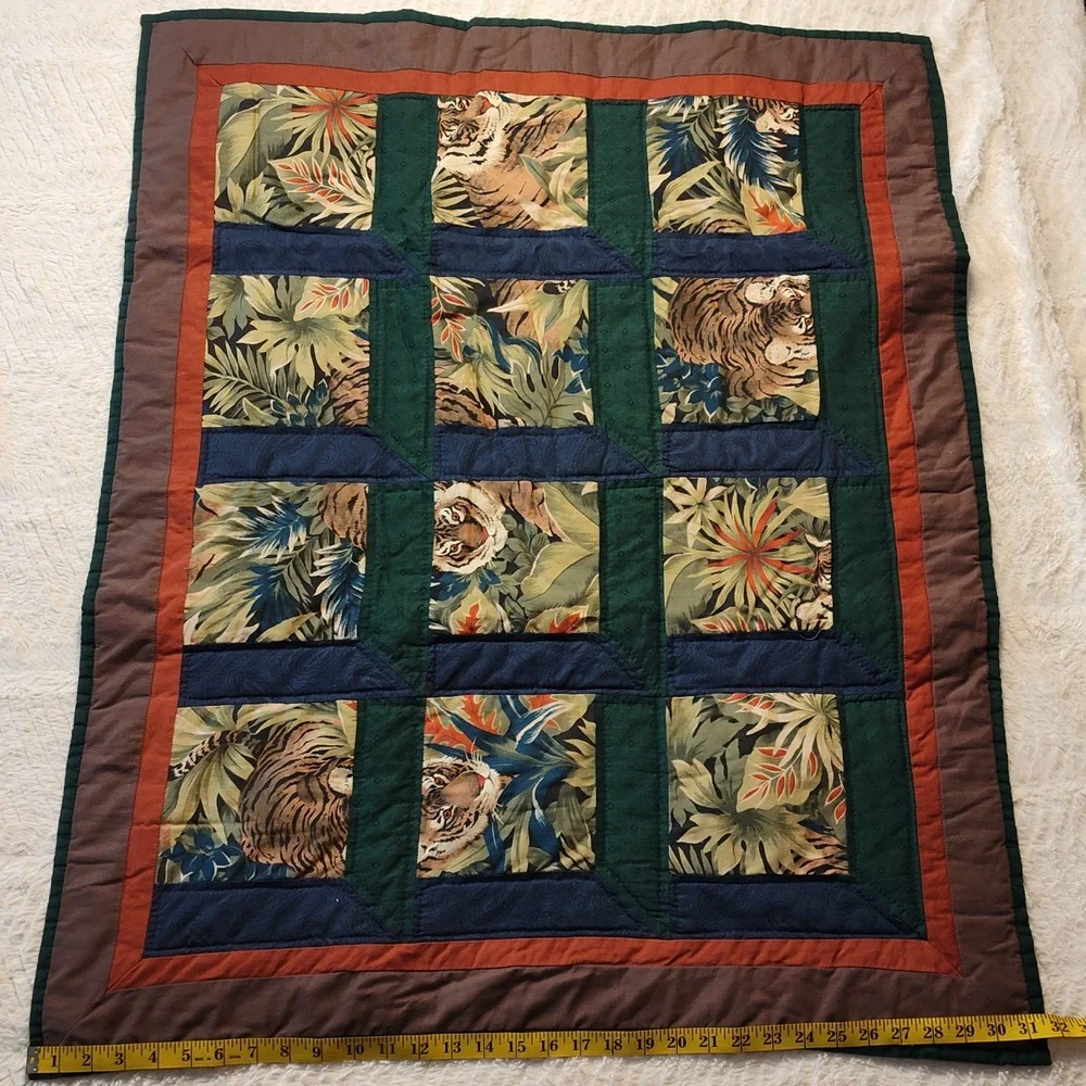 Beautiful Tiger Handmade Small Quilt With Tigers